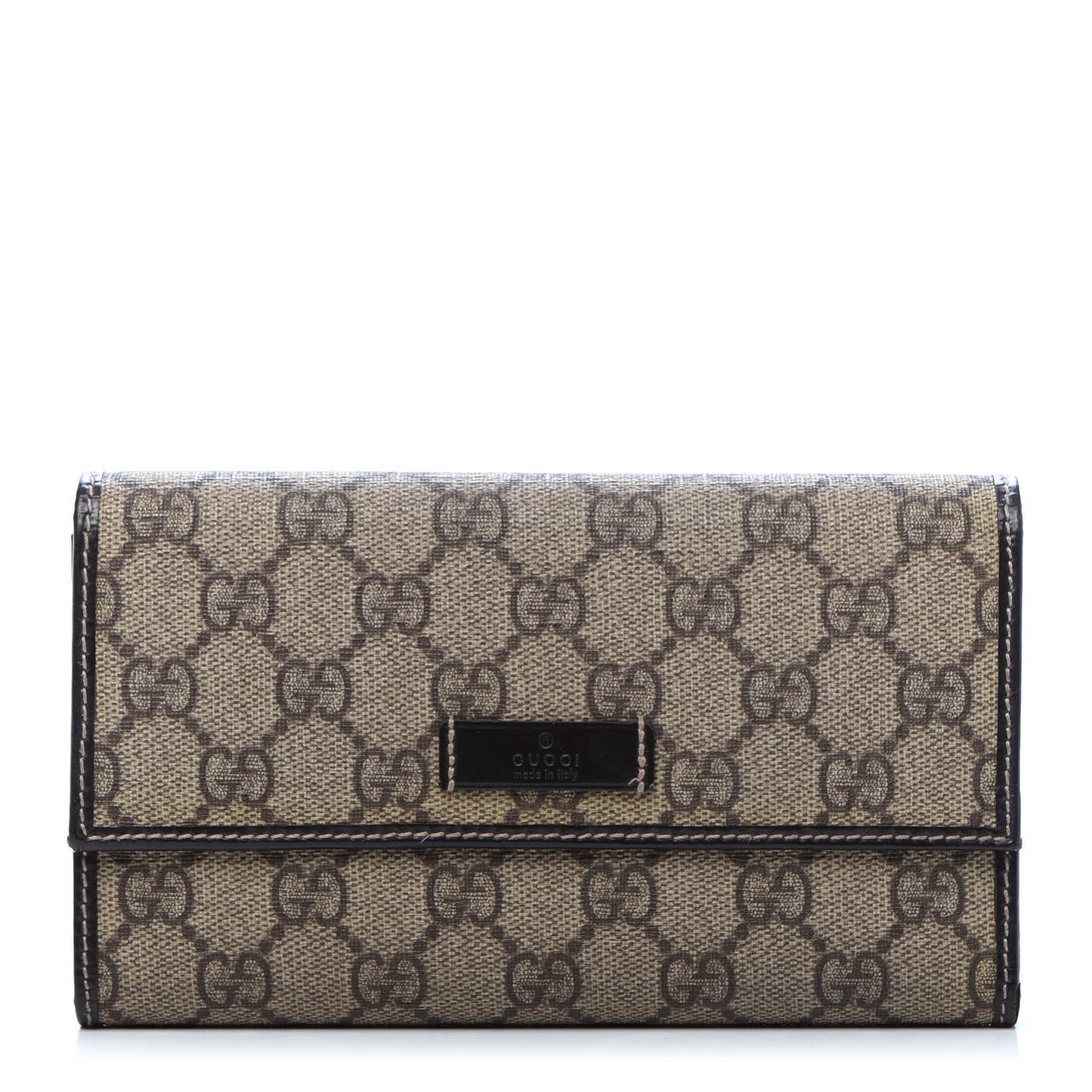 GG Plus Monogram Joy Continental Snap Oranizer Wallet Beige Ebony Dark Brown