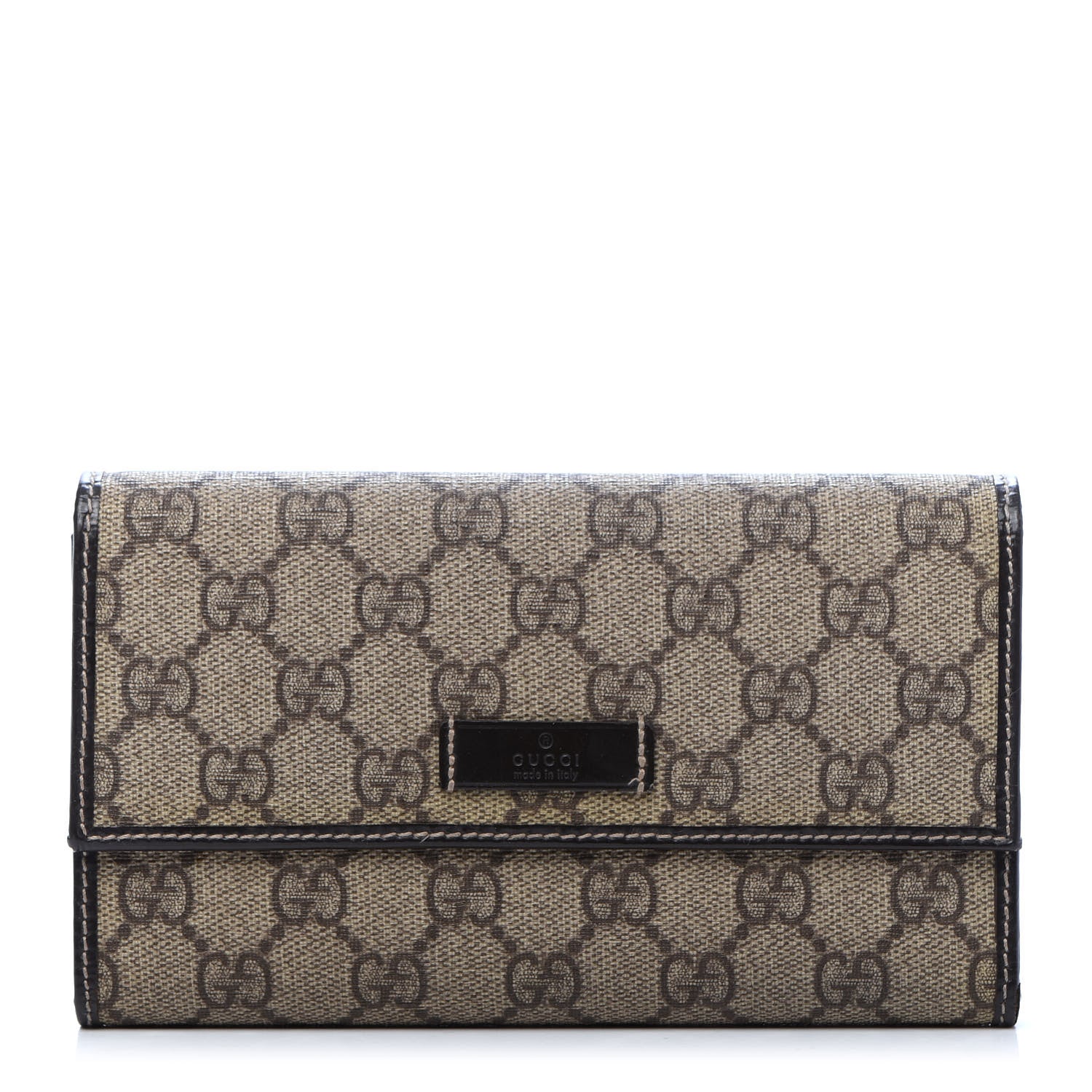 Gucci GG Plus Monogram Joy Continental Snap Oranizer Wallet Beige Ebony Dark Brown 1 of 13