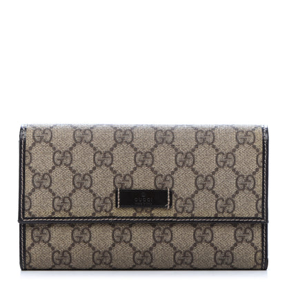 Gucci GG Plus Monogram Joy Continental Snap Oranizer Wallet Beige Ebony Dark Brown 1 of 13