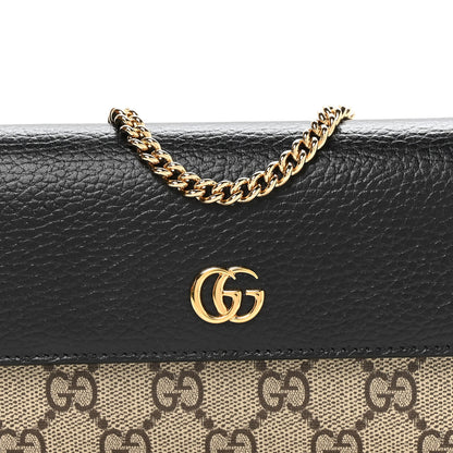 Gucci Dollar Calfskin GG Supreme Monogram Petite GG Marmont Wallet Chain Bag Black Beige Ebony 8 of 11