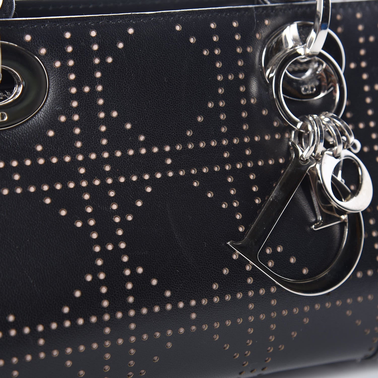 Christian Dior Calfskin Cannage Perforated Small Lady Dior East West Black 10 of 13