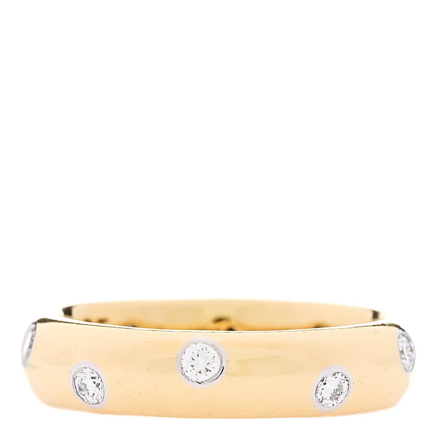 18K Yellow Gold Platinum Diamond 4mm Etoile Band Ring 47 4