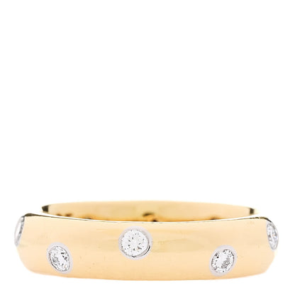 Tiffany 18K Yellow Gold Platinum Diamond 4mm Etoile Band Ring 47 4 4 of 7
