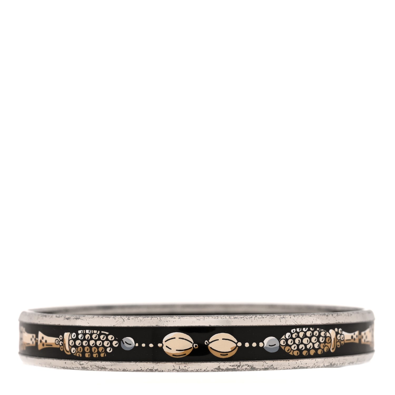 Hermes Enamel Printed Narrow Bracelet 65 Black 1 of 4