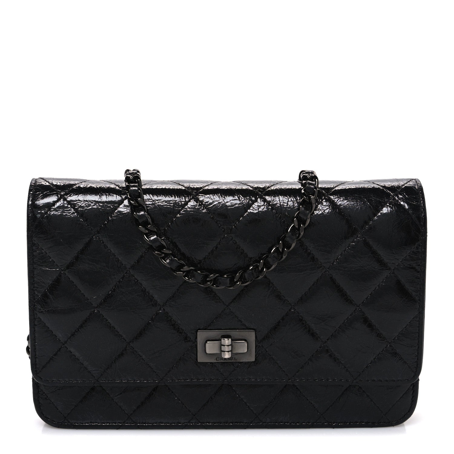 Chanel Glazed Aged Calfskin Reissue Wallet On Chain WOC So Black 1 of 11