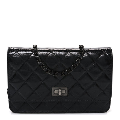 Chanel Glazed Aged Calfskin Reissue Wallet On Chain WOC So Black 1 of 11