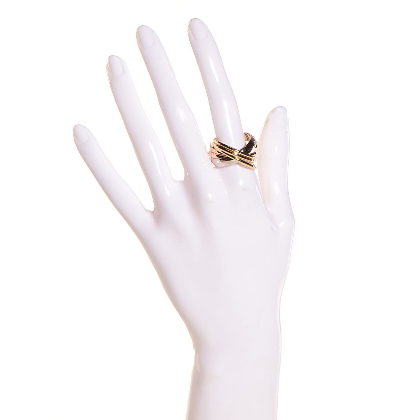 18K Pink Yellow White Gold Diamond Trinity Ring 63 10.25