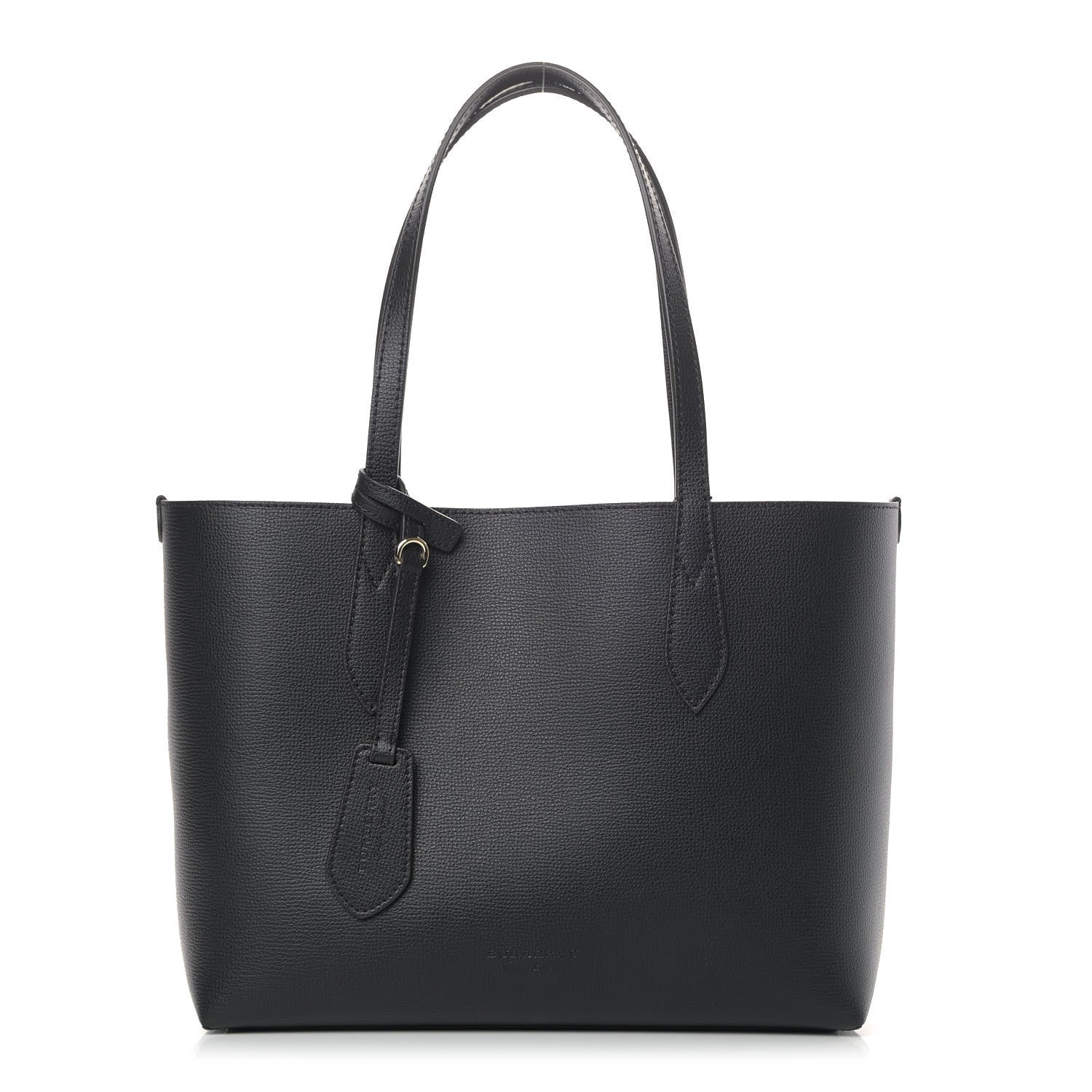 Burberry Grainy Calfskin Haymarket Check Small Reversible Tote Black 8 of 17