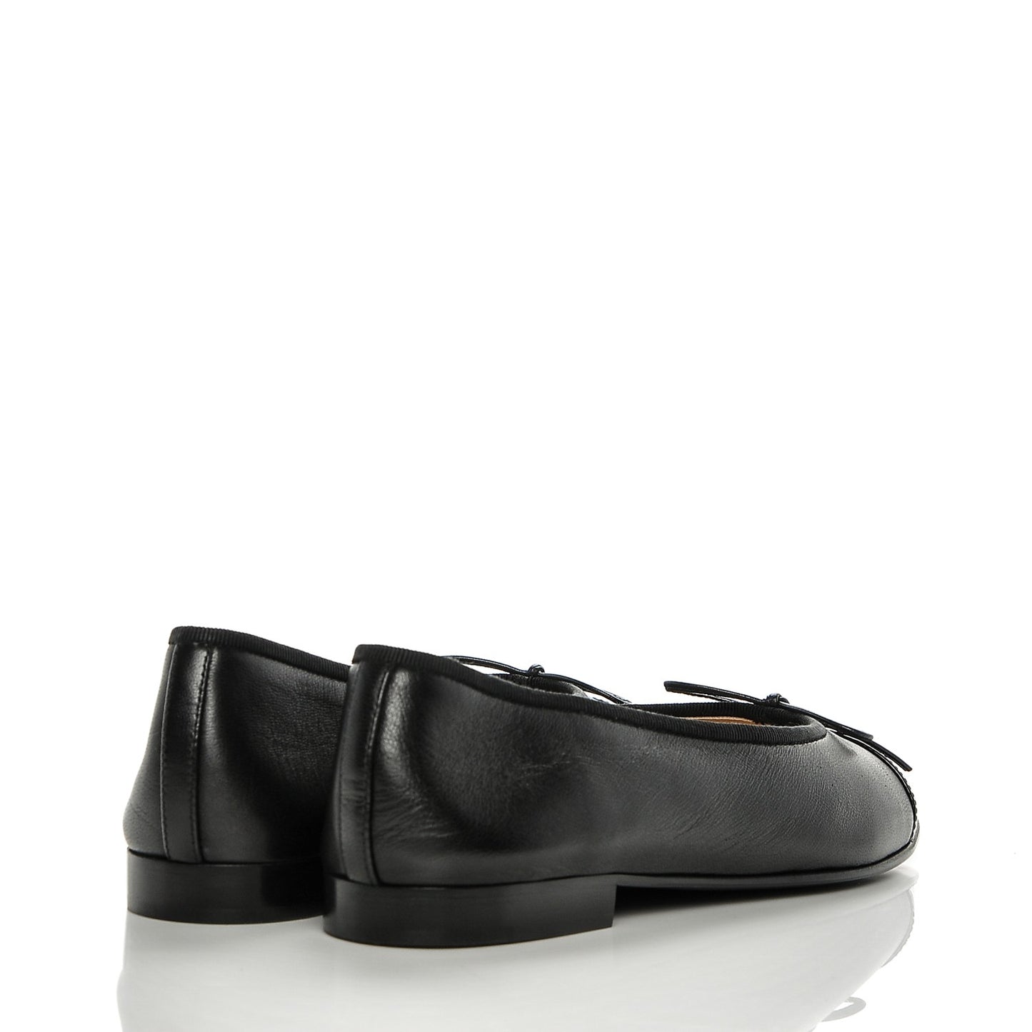 Lambskin Patent Cap Toe Ballerina Flats 37.5 Black