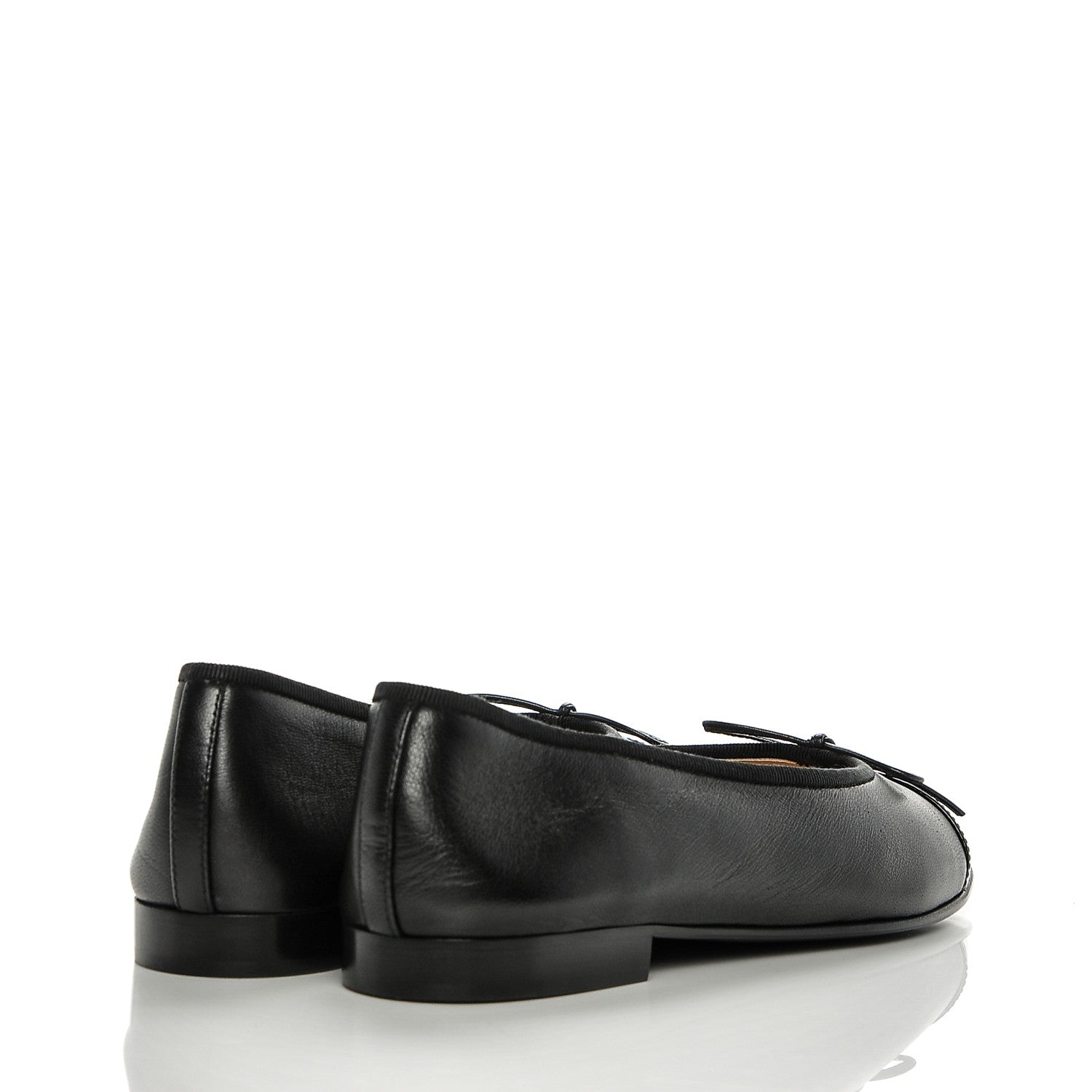 Chanel Lambskin Patent Cap Toe Ballerina Flats 37.5 Black 4 of 6