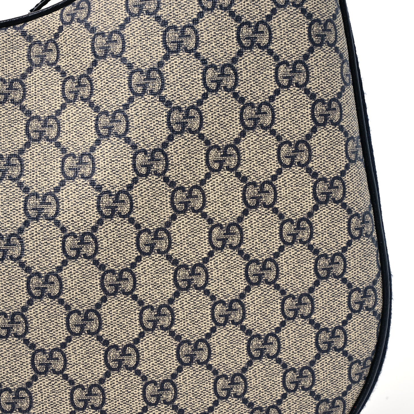 GG Supreme Monogram Textured Calfskin Web Large Attache Shoulder Bag Beige Blue