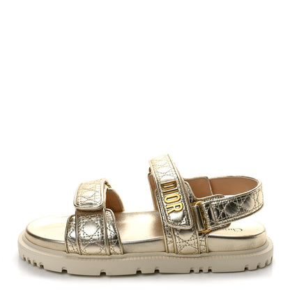 Christian Dior Laminated Sheepskin Cannage Dioract Sandals 39.5 Pale Gold 1 of 11