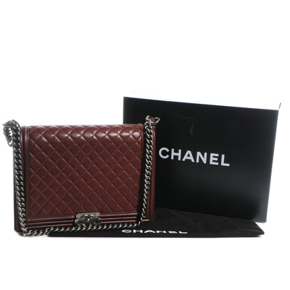 Chanel Lambskin Quilted Large Boy Flap Burgundy 5 of 11