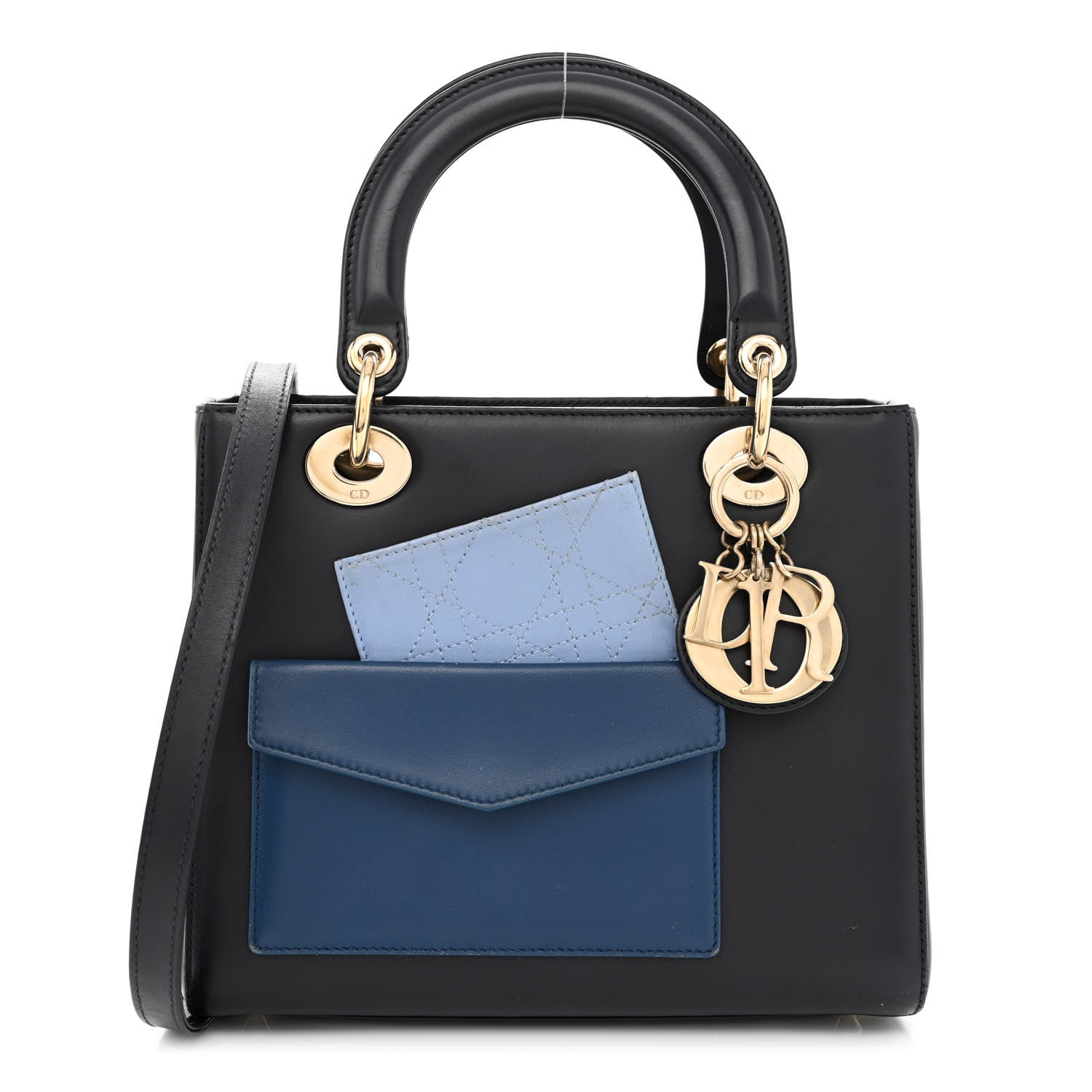 Christian Dior Calfskin Pockets Medium Lady Dior Blue 3 of 11