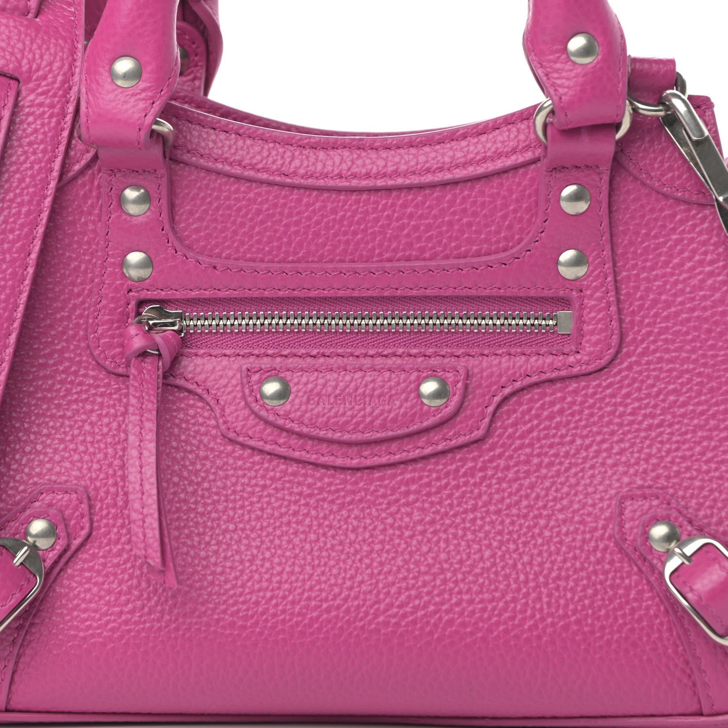 Balenciaga Grained Calfskin Neo Classic Silver Hardware Mini City Fuchsia 8 of 13