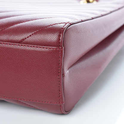 Saint Laurent Grain de Poudre Matelasse Chevron Medium Tribeca Shopping Bag Garnet 10 of 10