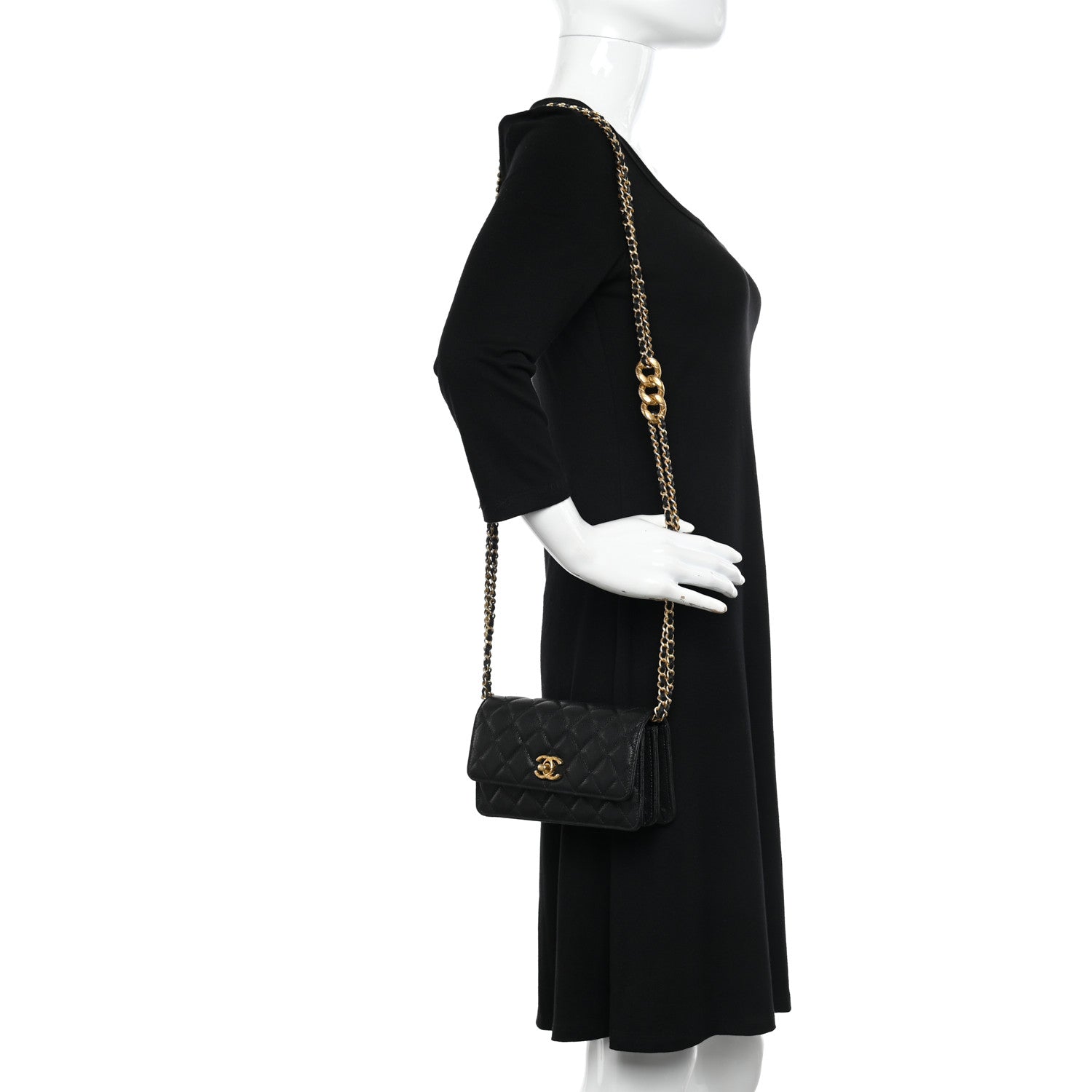 Chanel Caviar Quilted Chain Link Clutch With Chain Black 2 of 11