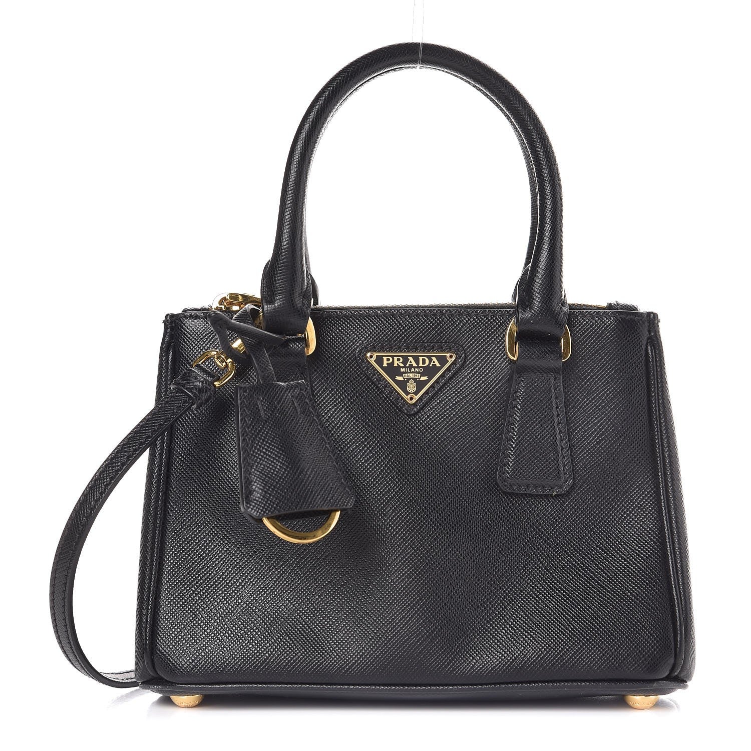 Prada Saffiano Lux Mini Galleria Double Zip Tote Black 1 of 11