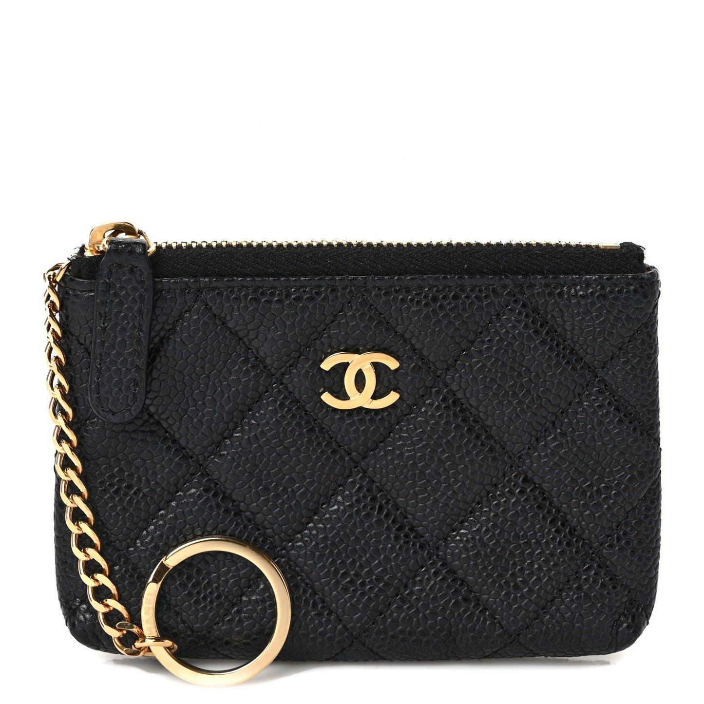 Caviar Quilted Key Holder Case Black