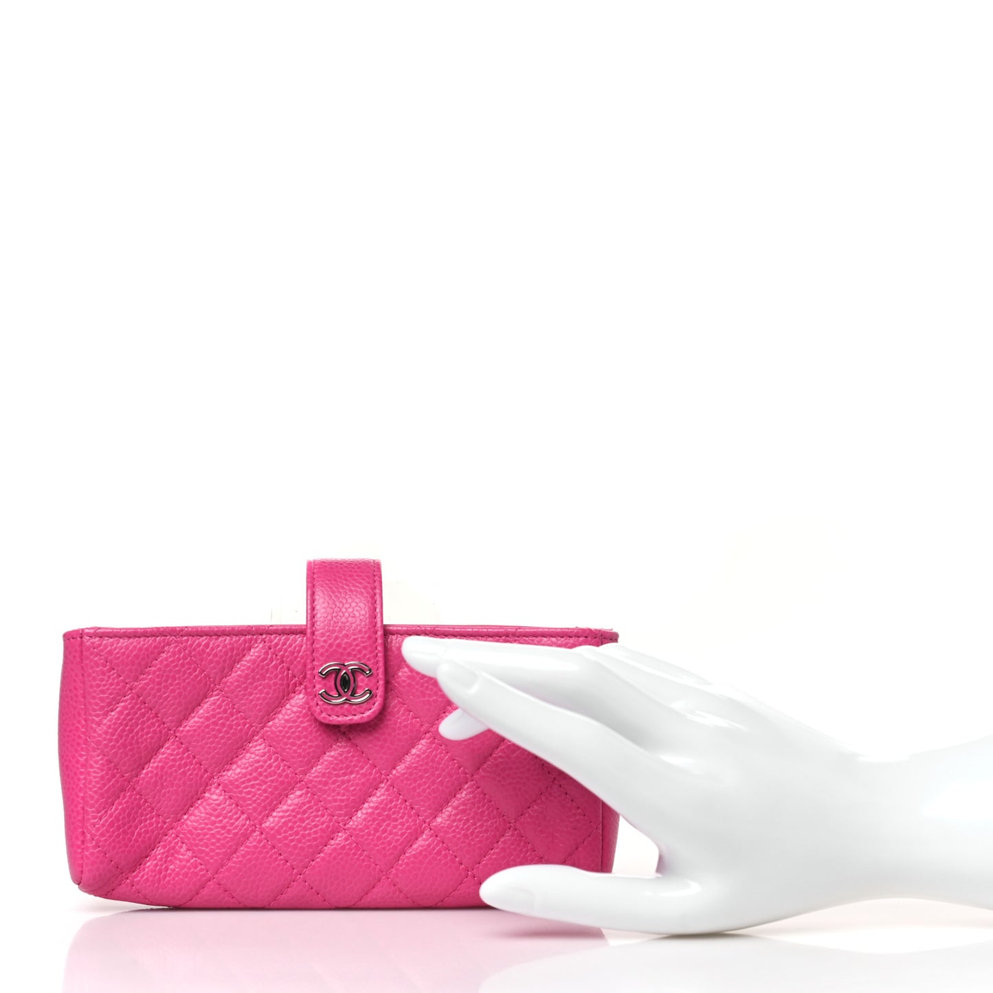 Caviar Quilted Mini Phone Holder Clutch Pink