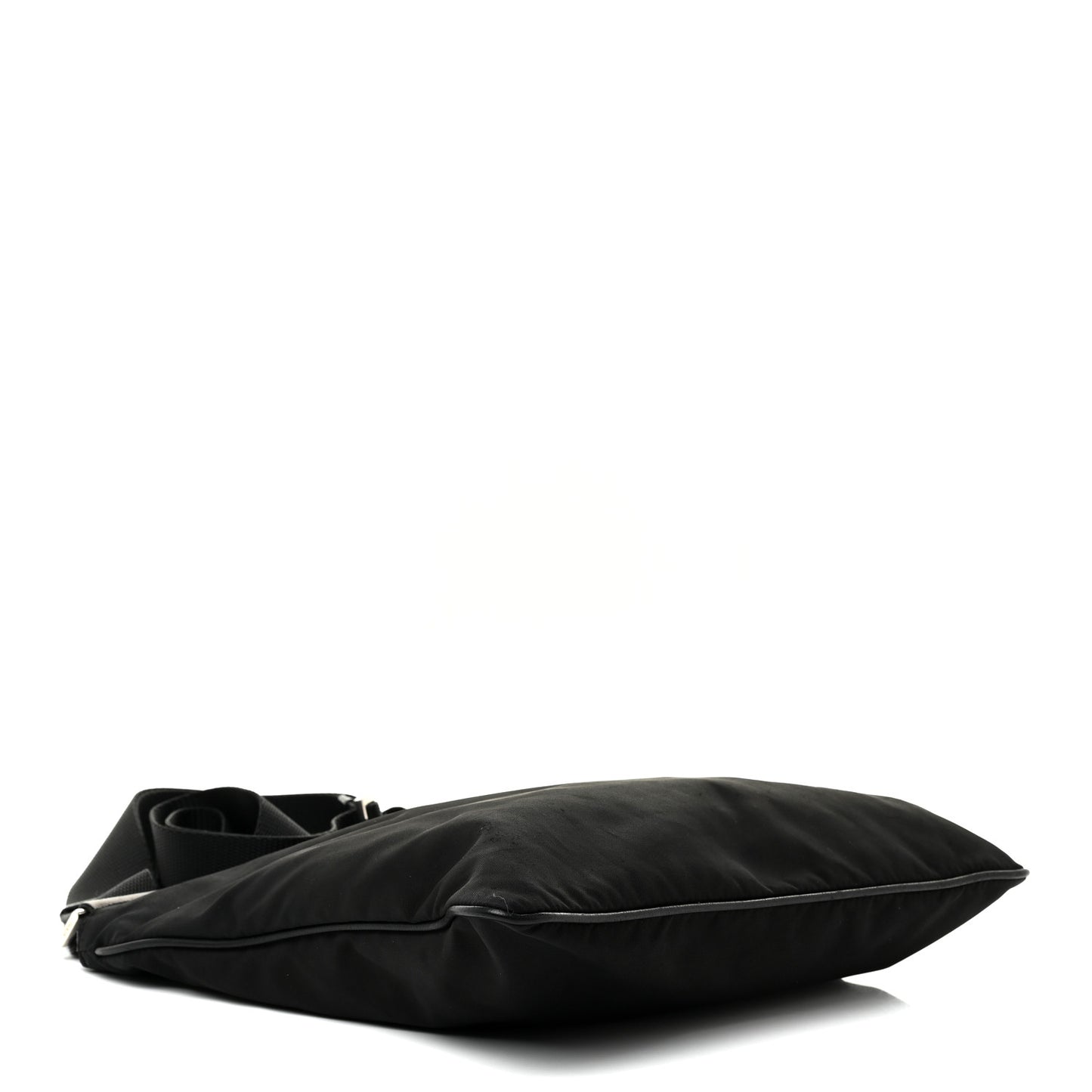 Nylon Saffiano Flat Messenger Bag Black
