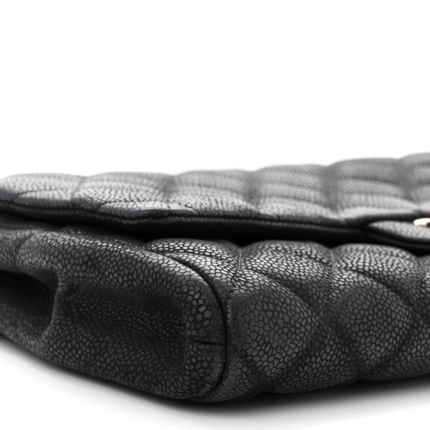 Caviar Quilted Clutch With Chain Flap Black