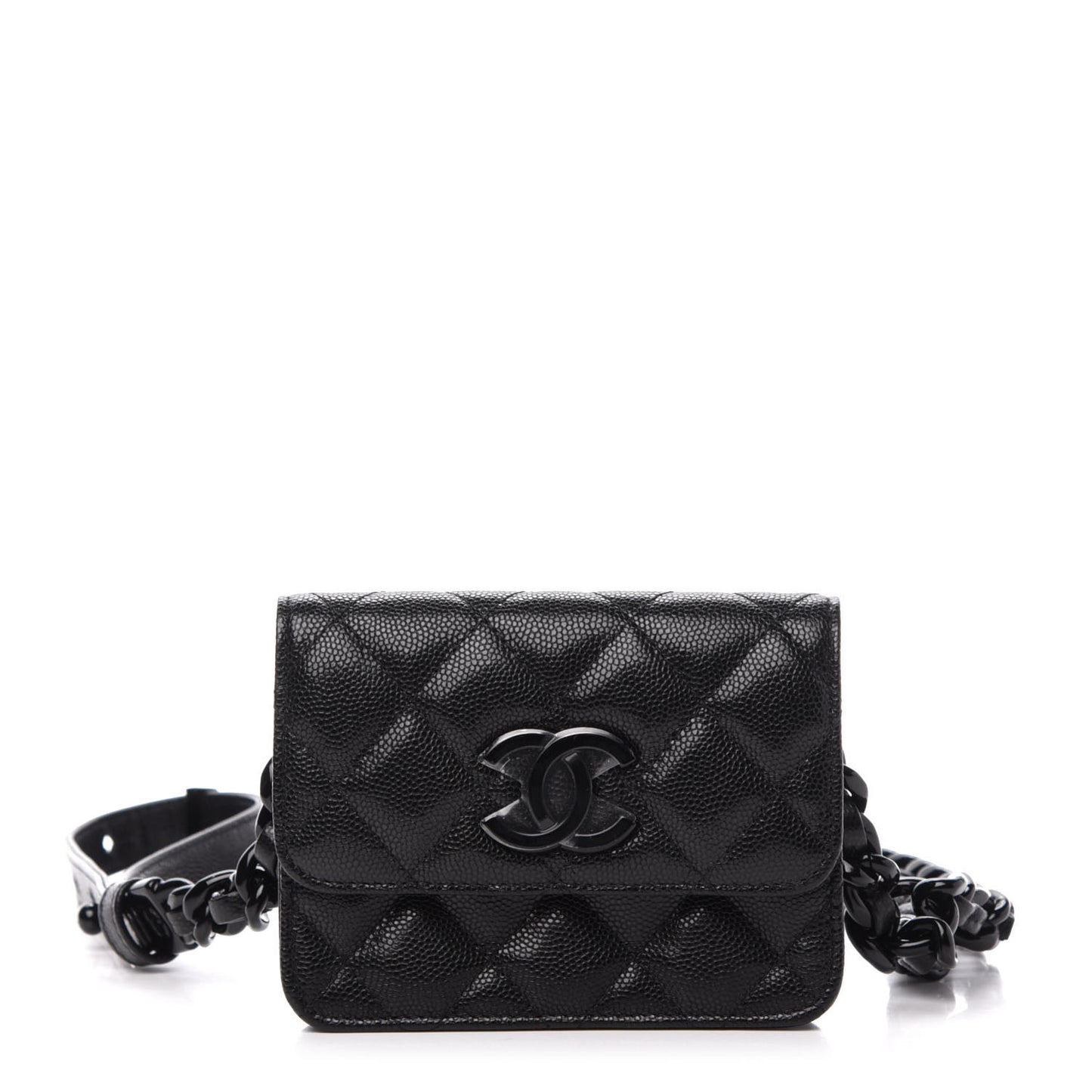 Caviar Quilted My Everything Belt Flap Card Holder Black