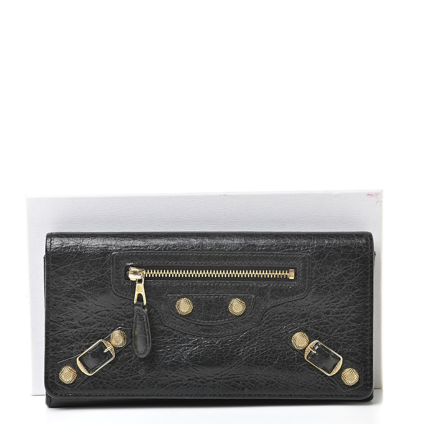 Agneau Giant 12 Gold Hardware Money Wallet Black