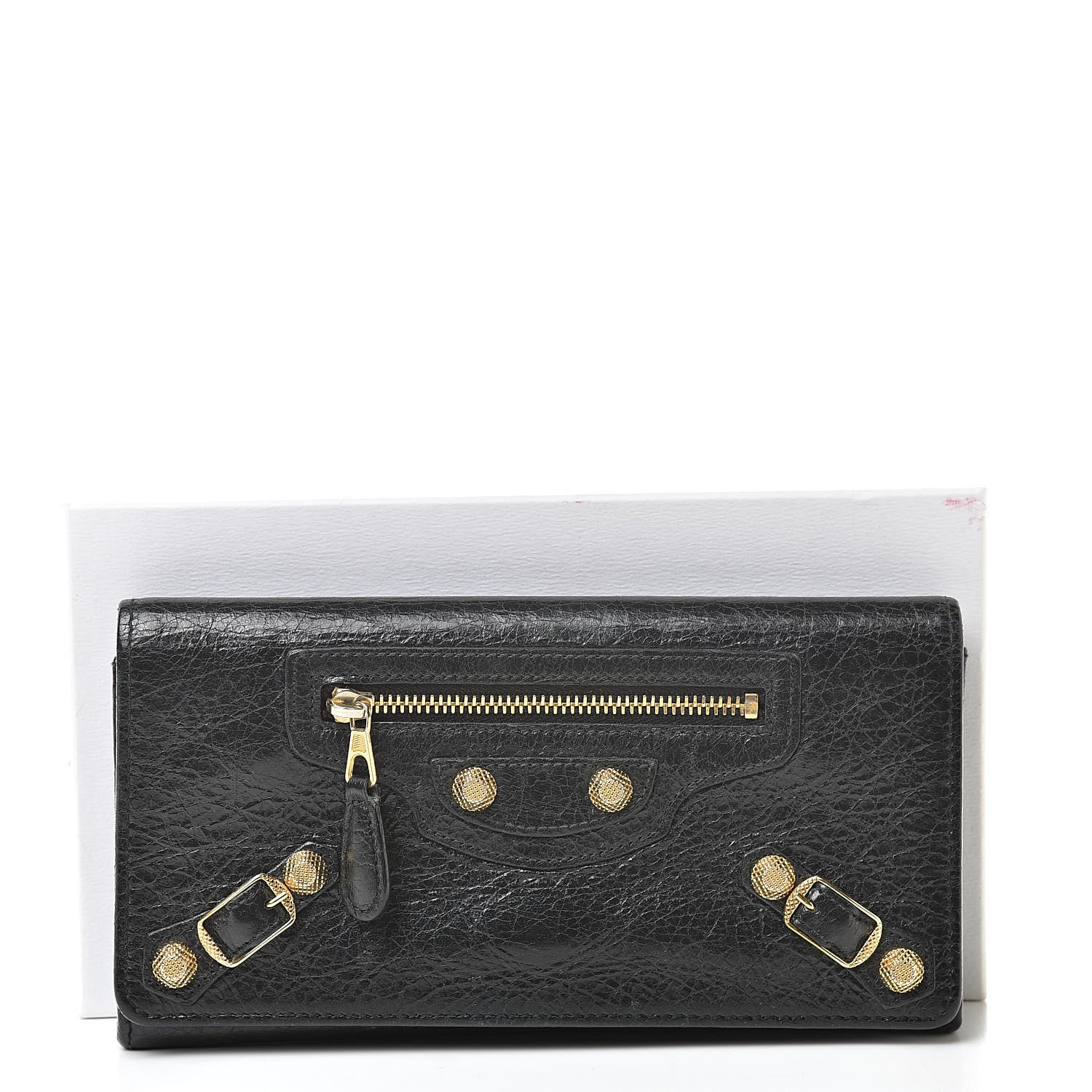 Balenciaga Agneau Giant 12 Gold Hardware Money Wallet Black 11 of 11