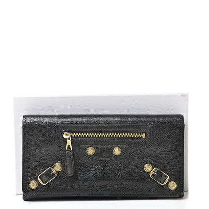 Balenciaga Agneau Giant 12 Gold Hardware Money Wallet Black 11 of 11