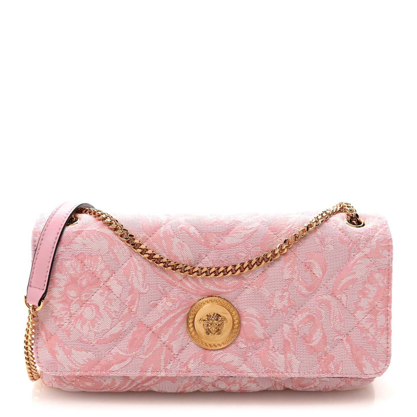 Baroque Jacquard Quilted Medium Medusa Shoulder Bag Baby Pink