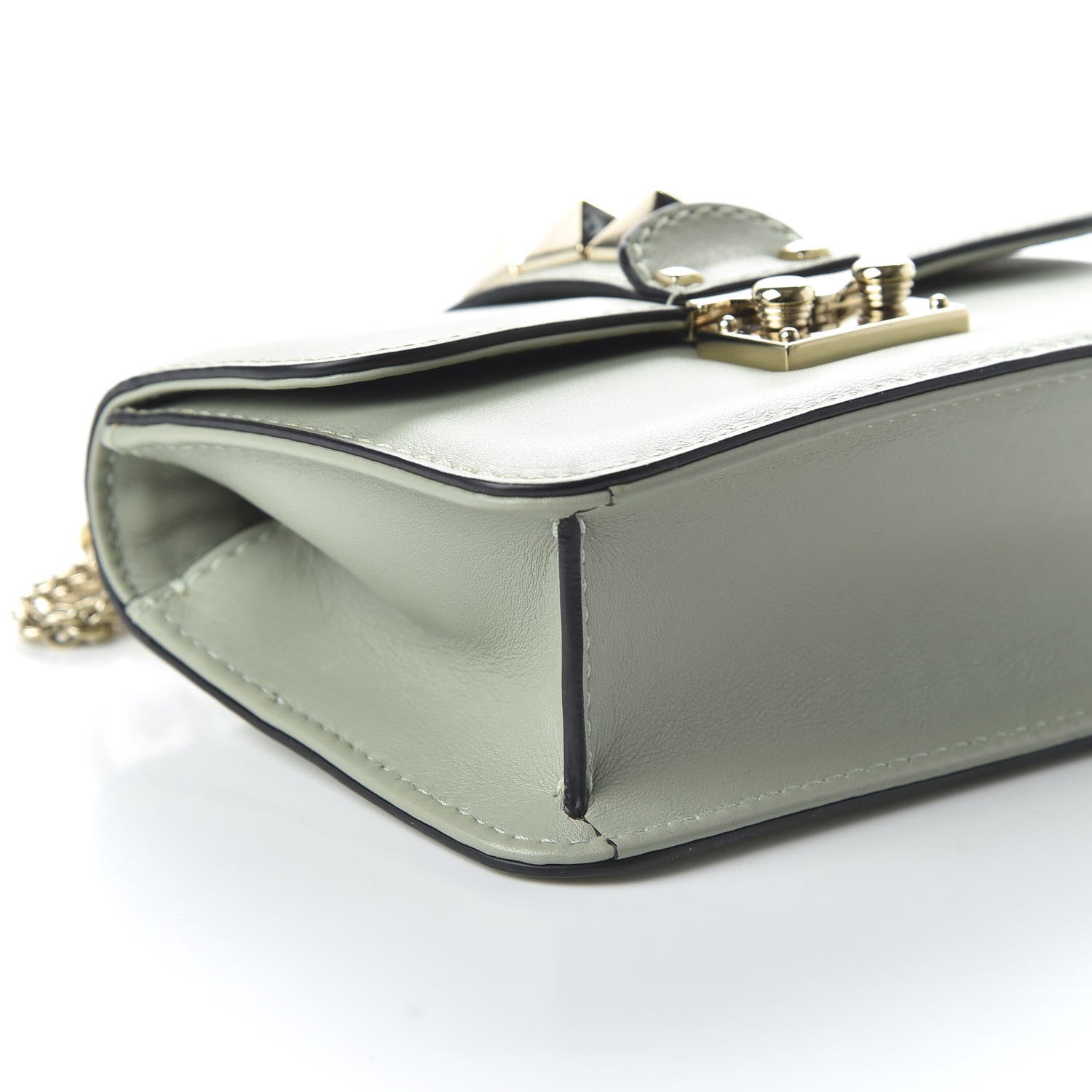 Valentino Garavani Vitello Mini Glam Lock Rockstud Flap Water Green 10 of 19