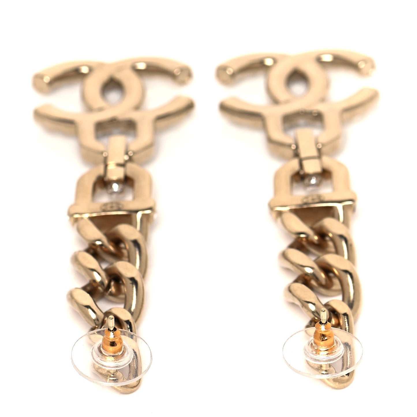 Metal Crystal CC Vendome CC Dangle Earrings Gold