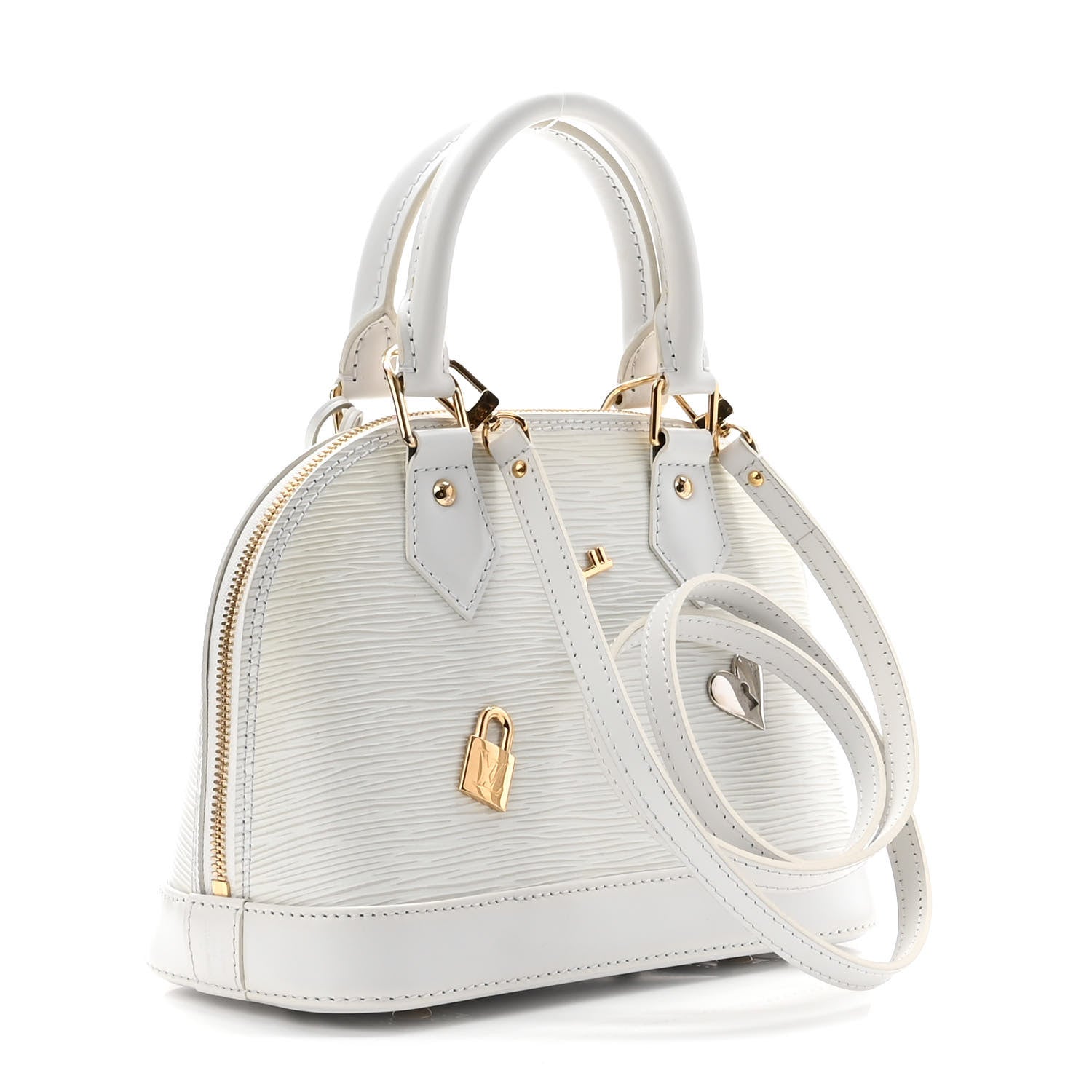 Louis Vuitton Epi Love Lock Alma BB White 3 of 9