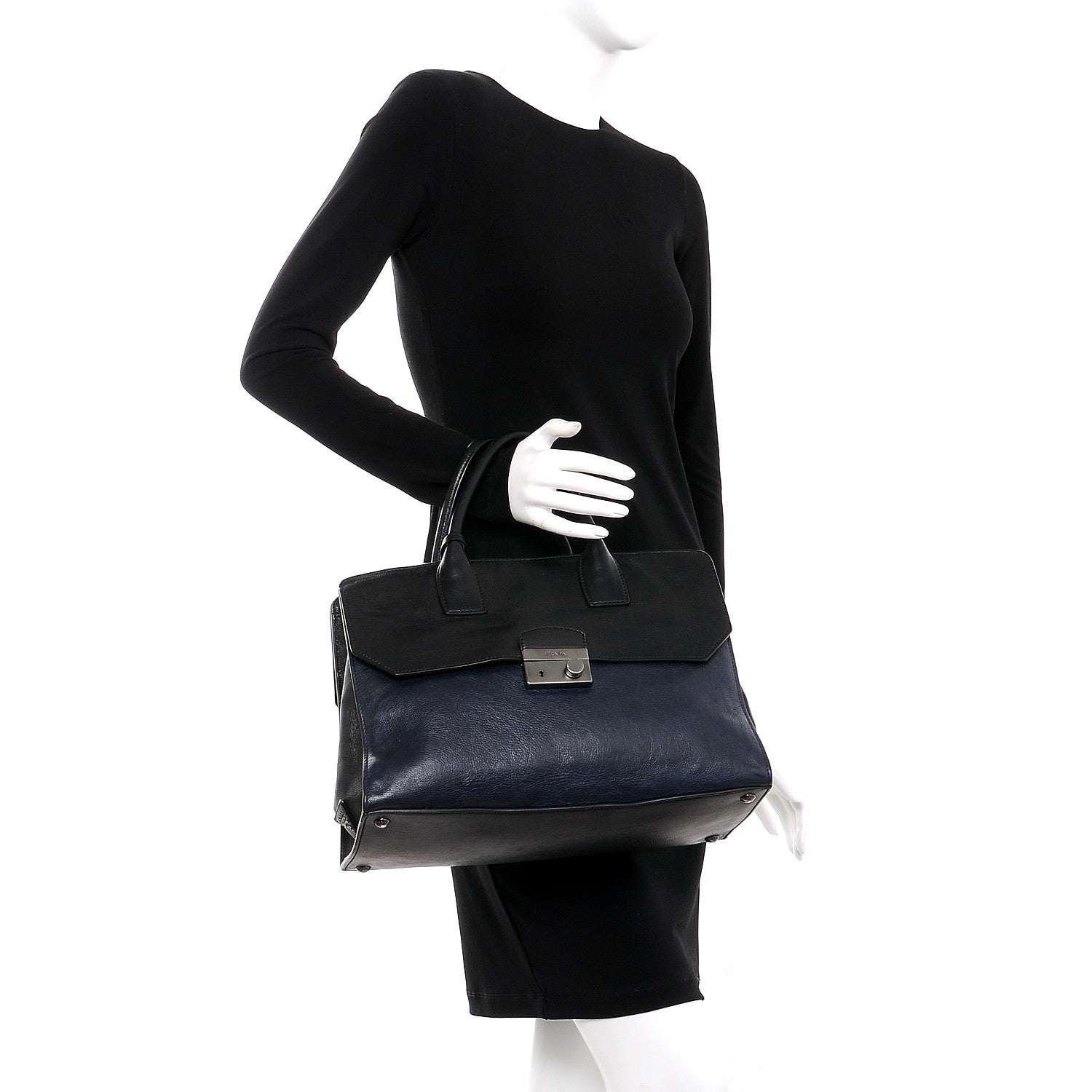 Prada Glace Calf Tote Bag Baltico Nero Black 3 of 12