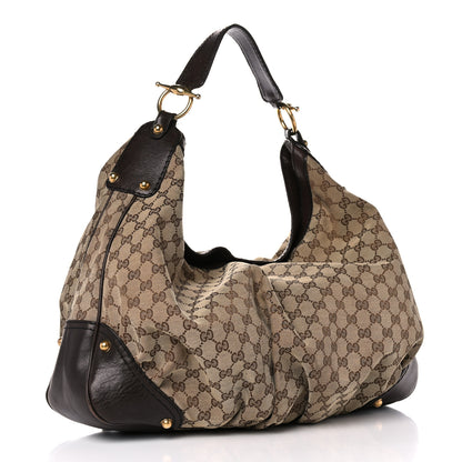 Gucci Monogram Large Jockey Hobo Dark Brown 3 of 20