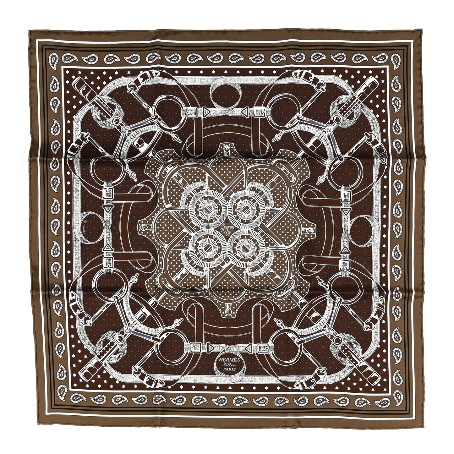 Silk Eperon D'Or Bandana Shawl 55 Etoupe Chocolate