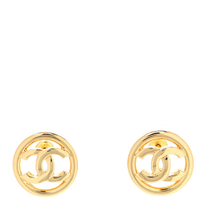 Chanel Metal Round CC Stud Earrings Gold 1 of 3