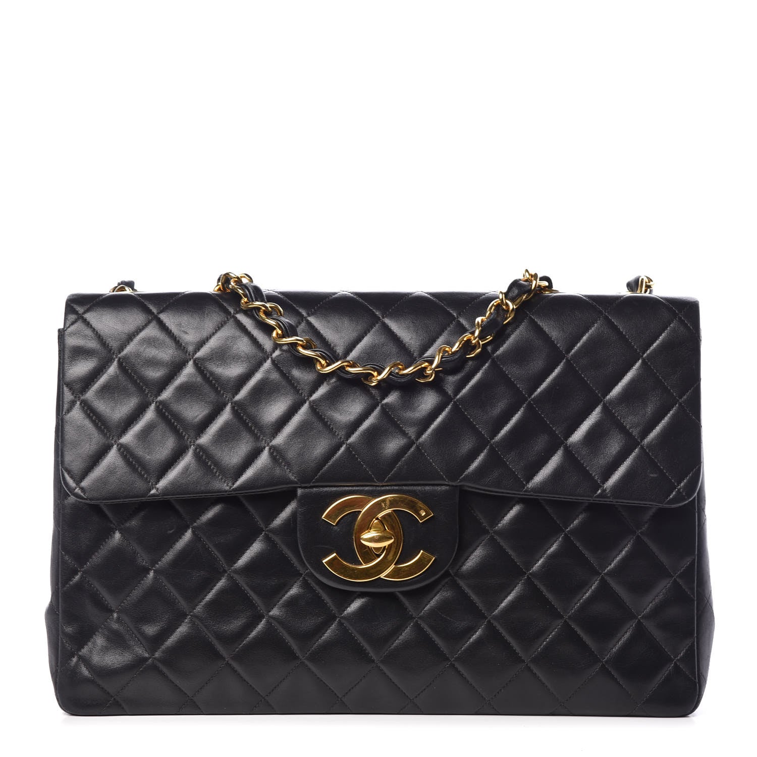 Chanel Lambskin Quilted XL Jumbo Single Flap Black 1 of 9