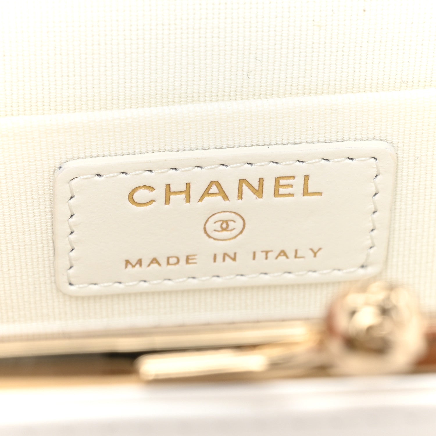 Chanel Shiny Calfskin Quilted Flap Phone Holder With Chain White 6 of 10