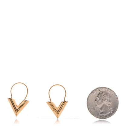 Louis Vuitton Brass Essential V Hoop Earrings Gold 2 of 7