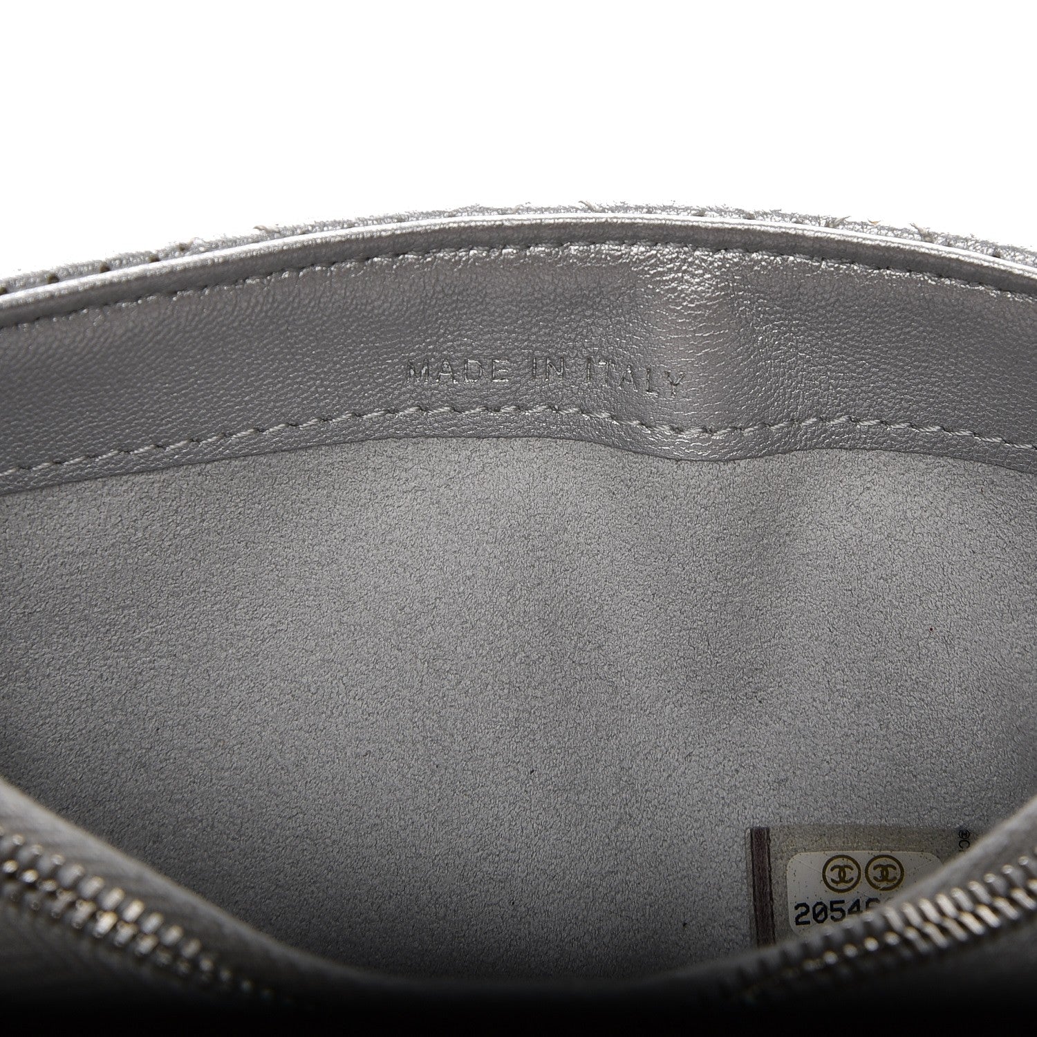 Chanel Perforated Lambskin Quilted Mini Phone Holder Clutch Silver 6 of 7