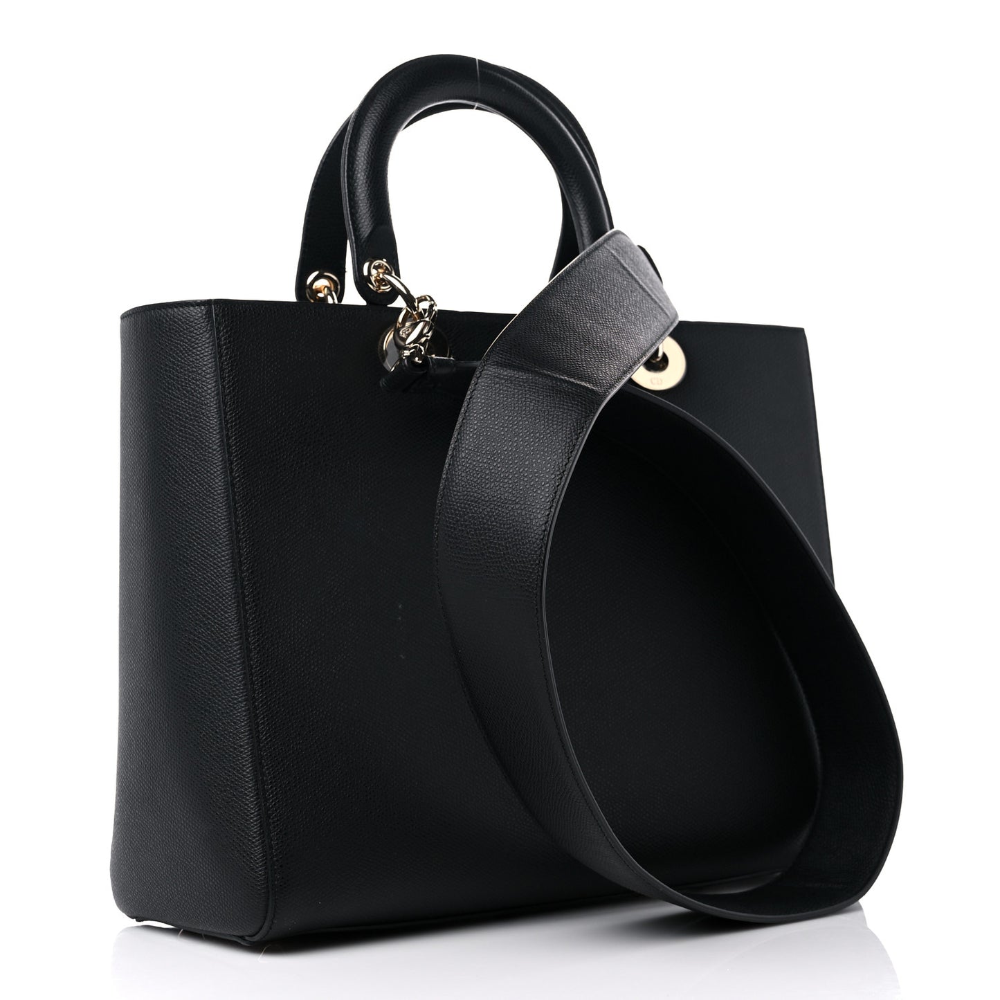 Grained Calfskin Large Lady Dior Black