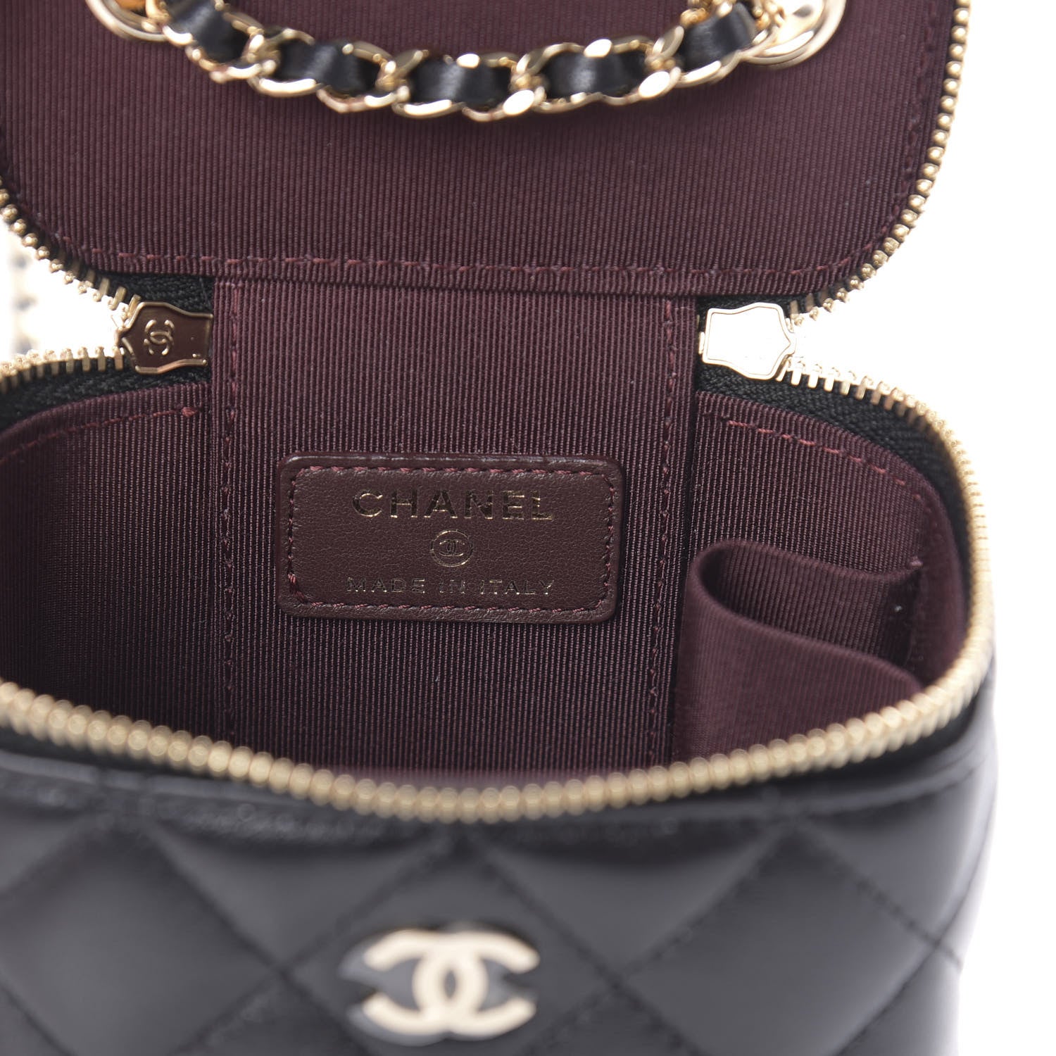Chanel Lambskin Quilted Mini Vanity Case With Chain Black 6 of 11