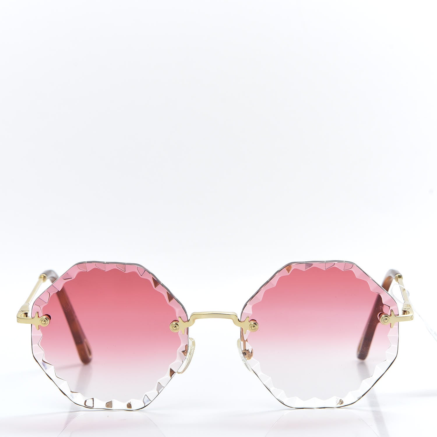 Chloe Rosie Bevelled Round Sunglasses CE142S Gold Gradient Coral 2 of 7