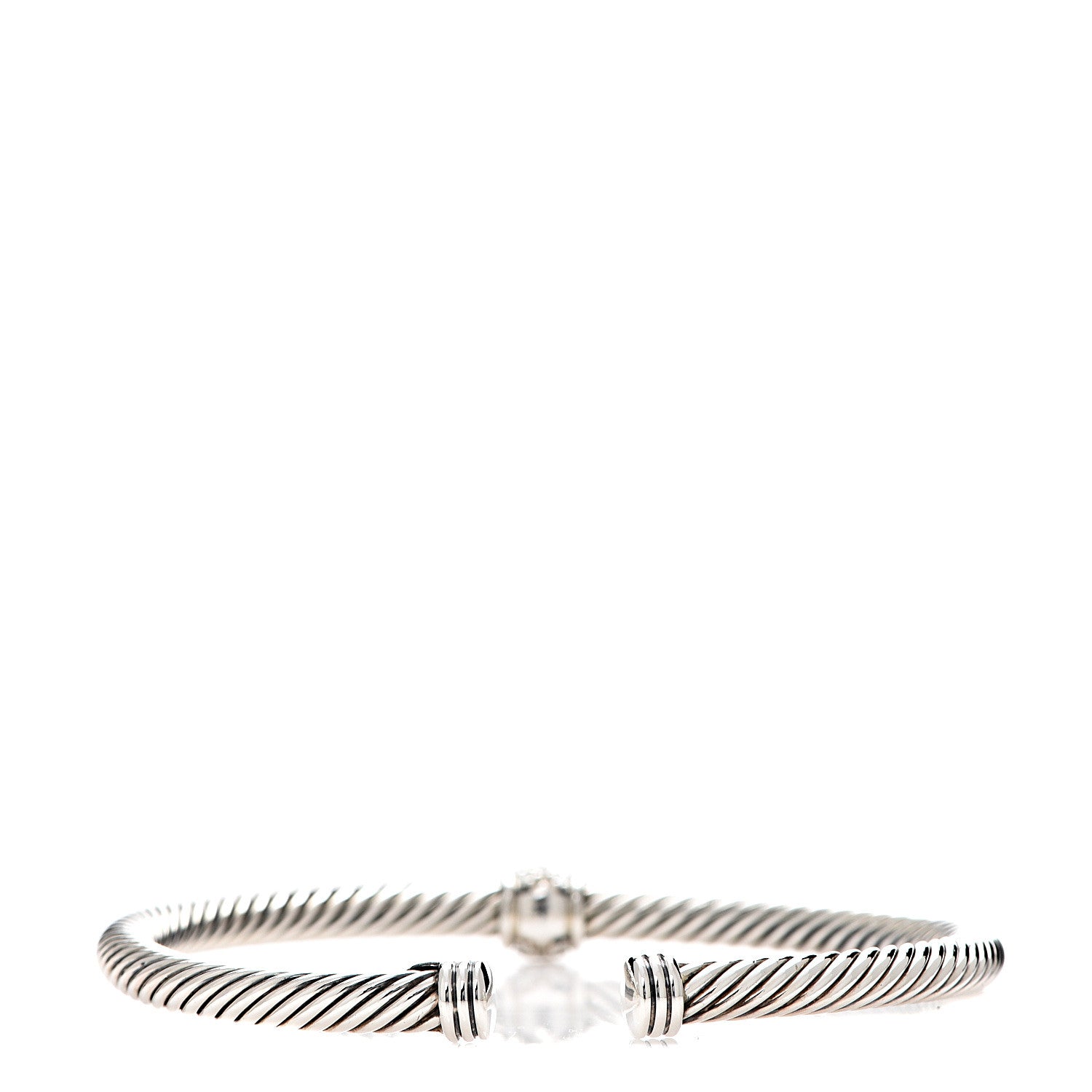 David Yurman Sterling Silver Diamond 4mm Cable Classics Single Station Bracelet 2 of 3