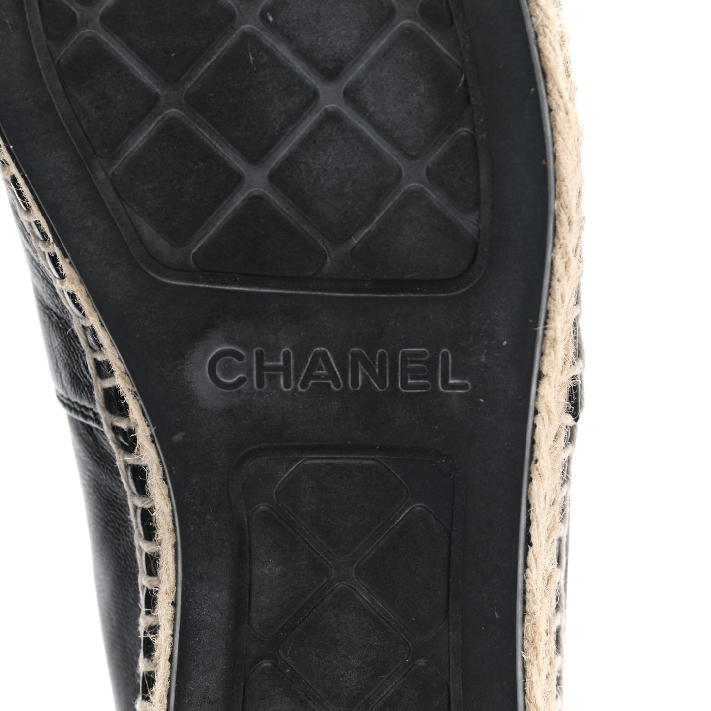 Lambskin Shiny Calfskin CC Espadrilles 36 Black Beige