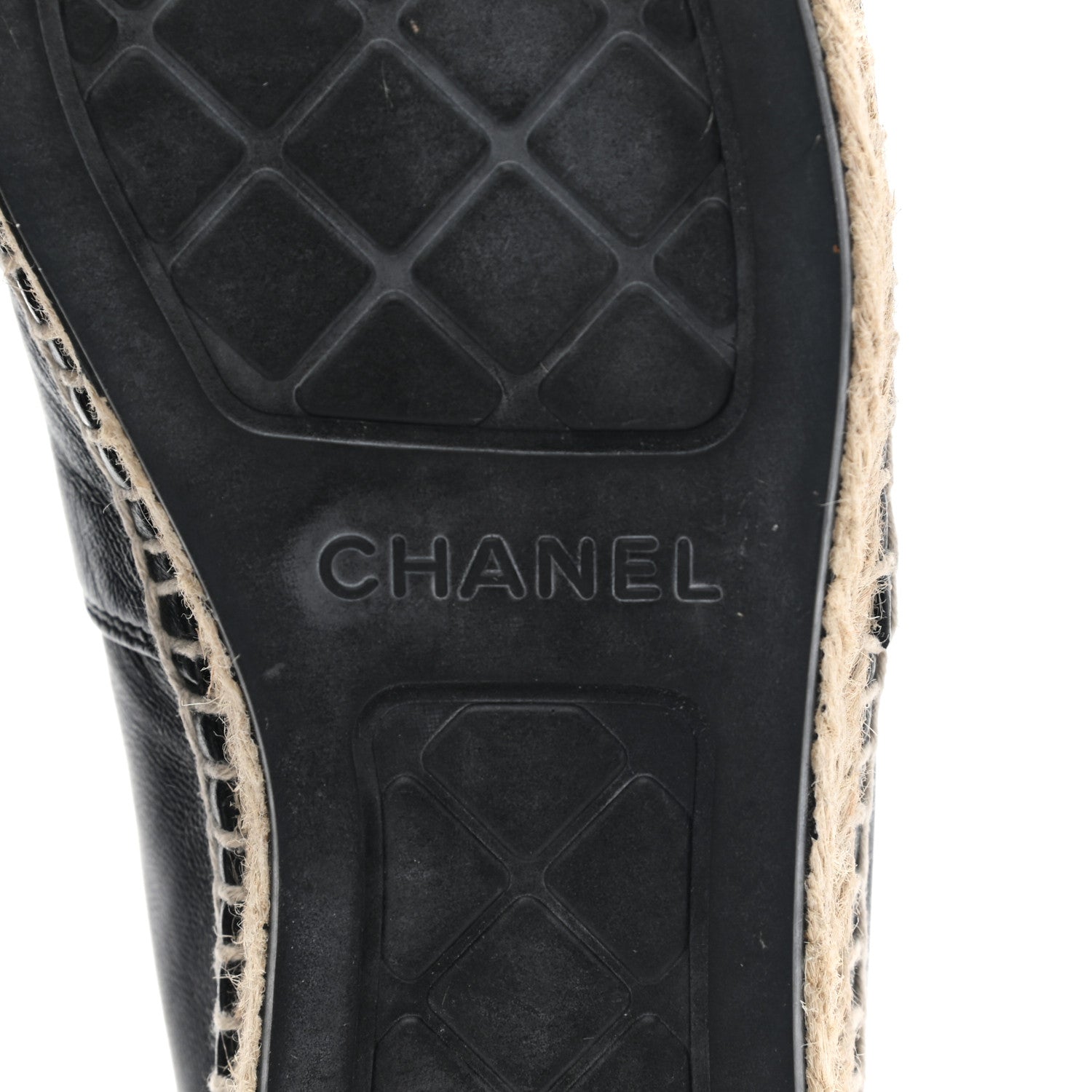 Chanel Lambskin Shiny Calfskin CC Espadrilles 36 Black Beige 6 of 9