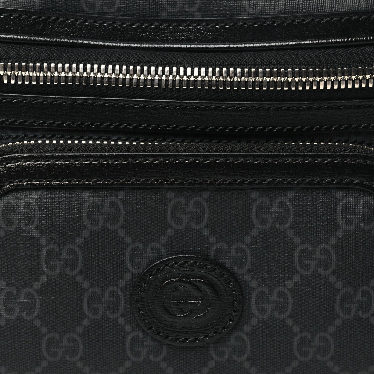 GG Supreme Monogram Textured Calfskin Retro Interlocking G Belt Bag Black