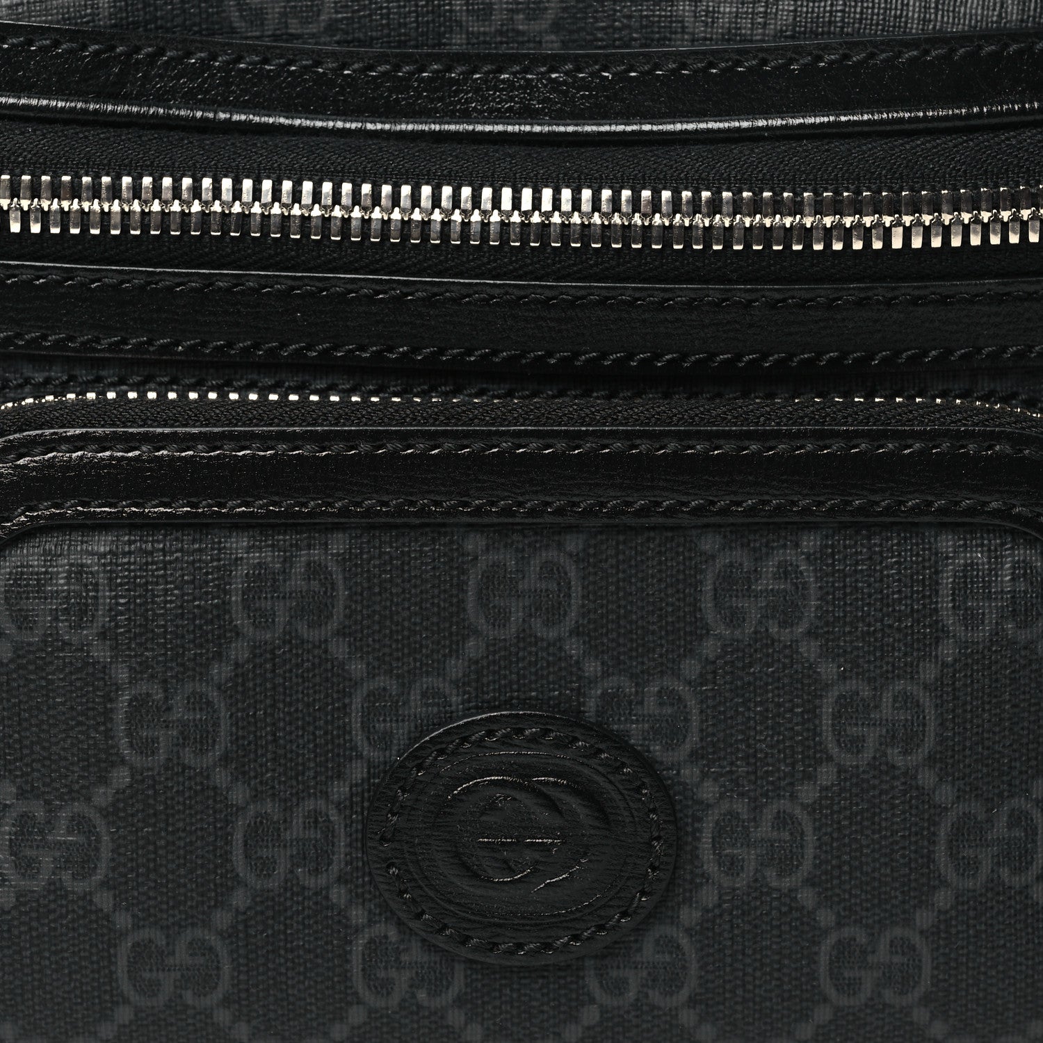Gucci GG Supreme Monogram Textured Calfskin Retro Interlocking G Belt Bag Black 8 of 11